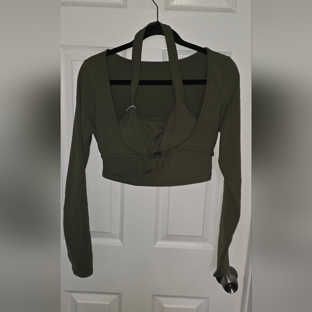 HALARA Deep Green Long Sleeve Crop Top